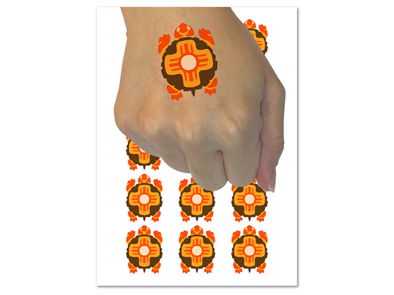 Southwestern Style Tribal Turtle Tortoise Terrapin Temporary Tattoo Water Resistant Body Art Set Collection (1 Sheet)